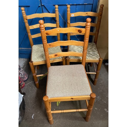 165 - THREE PINE LADDER BACK DINING CHAIRS