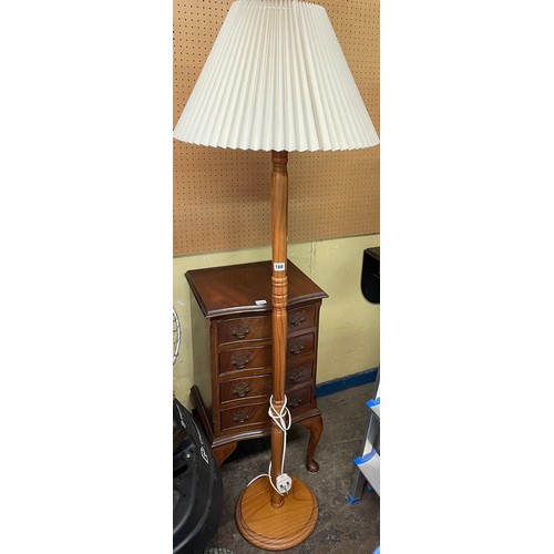 188 - PINE LAMP STANDARD WITH PLEATED SHADE