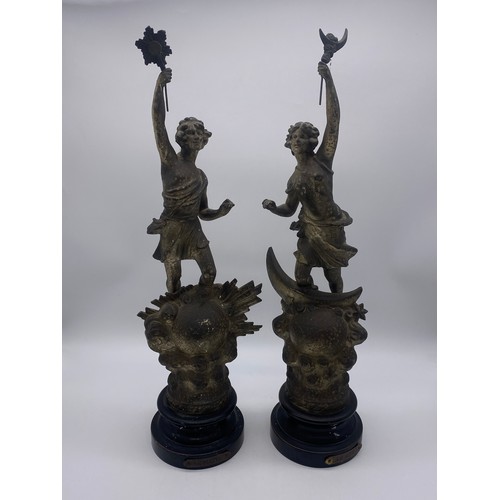 565 - PAIR OF 19TH CENTURY SPELTER FIGURES ENTITLED LE MATIN AND LE SOIR