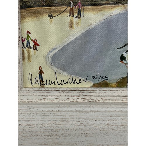 578 - REBECCA LARDNER CANVAS BOARD LIMITED EDITION GICLEE PRINT 185/195 ENTITLED AVOCET COVE 30CM X 42CM A... 