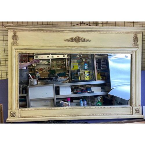 601 - CREAM PAINTED FRENCH STYLE OVER MANTLE MIRROR