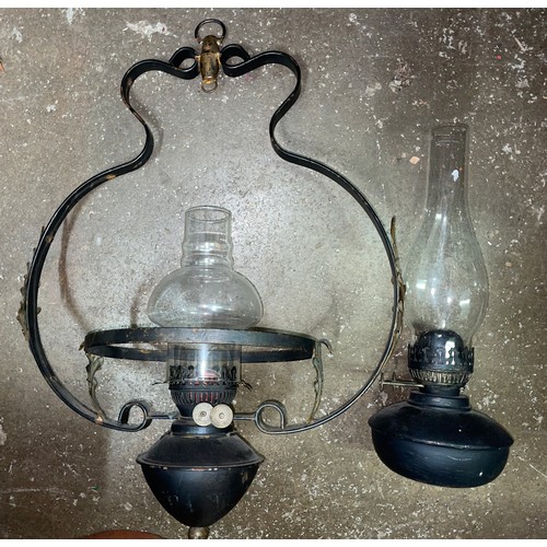 624 - GYPSY STYLE HANGING LANTERN AND OIL LAMP