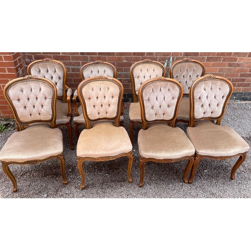 82 - SET OF EIGHT REPRODUCTION BUTTON BACK 19TH CENTURY STYLE CHAIRS