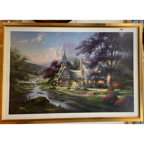 608 - LARGE PICTURE CLOCKTOWER COTTAGE BY THOMAS KINKADE