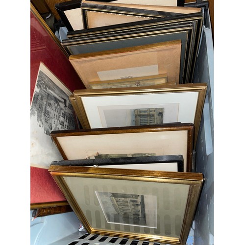 623 - BOX OF TINTED LITHOGRAPHIC PRINTS AND ETCHINGS