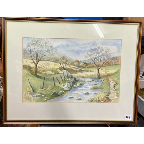 586 - M LLOYD MEDWAY 20TH CENTURY WELSH SCHOOL WATERCOLOUR ENTITLED BLAENCARON 45CM X 30CM APPROX FRAMED A... 