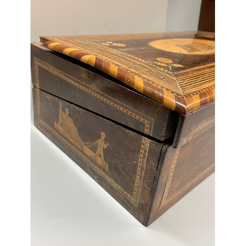 545 - 19TH CENTURY TUNBRIDGE AND MARQUETRY INLAID WRITING BOX A/F