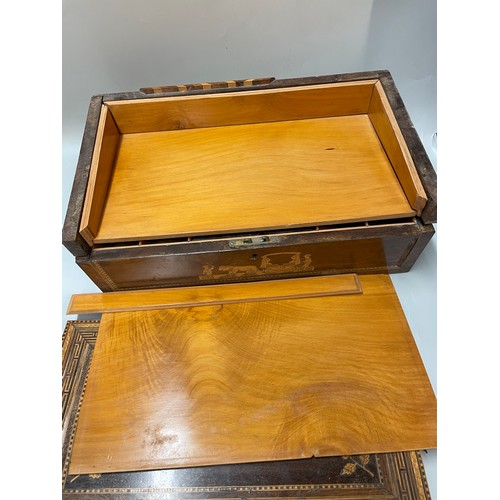 545 - 19TH CENTURY TUNBRIDGE AND MARQUETRY INLAID WRITING BOX A/F