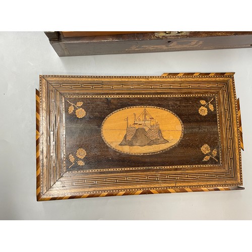 545 - 19TH CENTURY TUNBRIDGE AND MARQUETRY INLAID WRITING BOX A/F