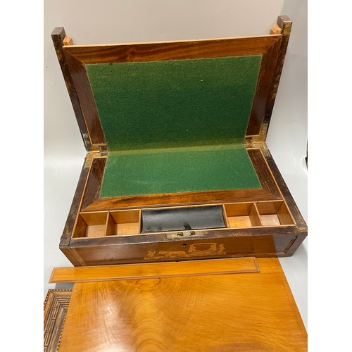 545 - 19TH CENTURY TUNBRIDGE AND MARQUETRY INLAID WRITING BOX A/F