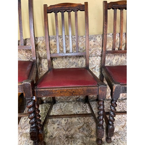 25 - SET OF FOUR OAK BARLEY TWIST DINING CHAIRS