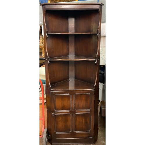 47 - ERCOL TYPE ELM OPEN CORNER CUPBOARD