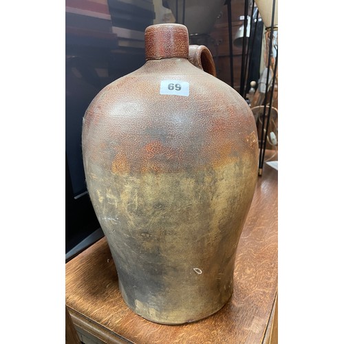 69 - STONE GLAZED BALUSTER FLAGON