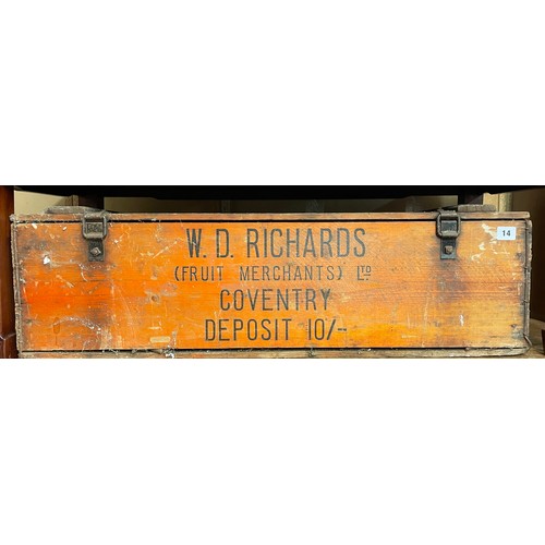 14 - WD RICHARDS FRUIT MERCHANTS VINTAGE ADVERTISING CRATE