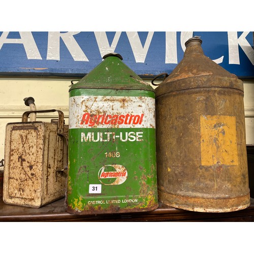 31 - VINTAGE CASTROL AND EXOL OIL CANS