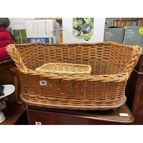 56 - SMALL WICKER WORK DOG BASKET