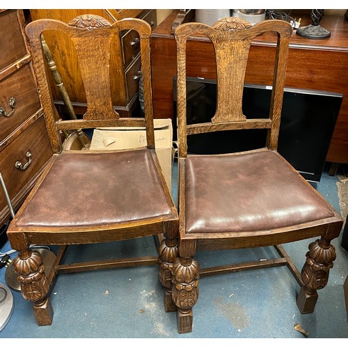 62 - SIX CARVED BULBOUS LEGGED DINING CHAIRS