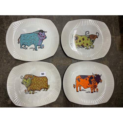 90 - SELECTION OF FOUR IRON STONE BEEF EATER COW PLATES