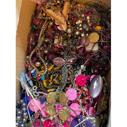 697 - BOX OF VARIOUS BEAD NECKLACES, PENDANTS, AND LEATHER STRAND PENDANTS