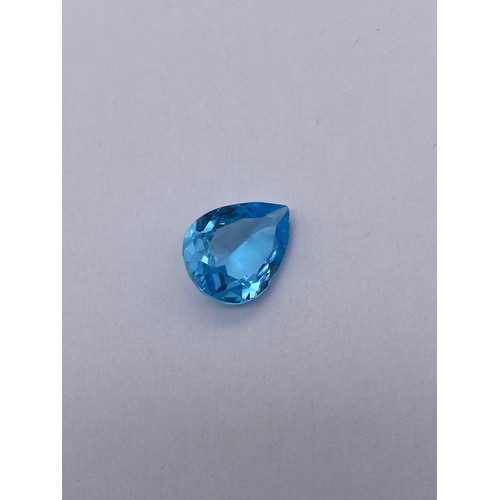 733 - NATURAL PEAR SHAPED FACET CUT BLUE TOPAZ 15.89CTS WITH GEMOLOGY CERTIFICATE