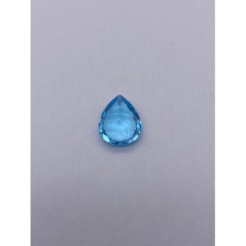 733 - NATURAL PEAR SHAPED FACET CUT BLUE TOPAZ 15.89CTS WITH GEMOLOGY CERTIFICATE