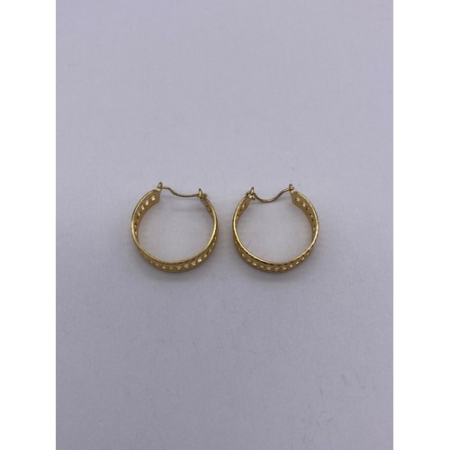 745 - PAIR OF UNMARKED YELLOW METAL LADDER HOOP EARRINGS