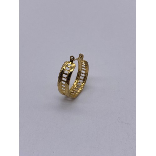 745 - PAIR OF UNMARKED YELLOW METAL LADDER HOOP EARRINGS