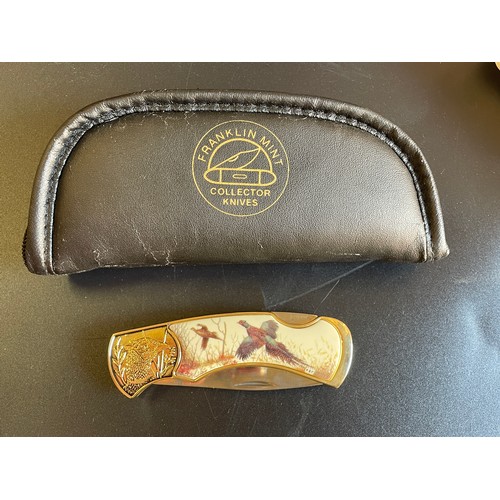 778 - FRANKLIN MINT GROUSE COLLECTORS POCKET KNIFE IN POUCH