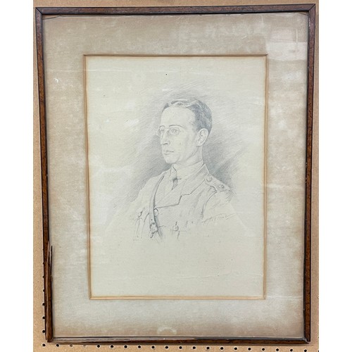 789 - PENCIL SKETCH OF A WORLD WAR ONE MILITARY OFFICER FRAMED AND GLAZED