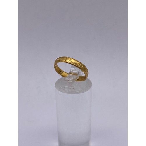 737 - 22CT GOLD WEDDING BAND SIZE L 2G APPROX