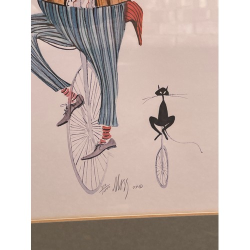 803 - LITHOGRAPHIC PRINT OF THE CLOWN ON UNICYCLE 310/1000 SIGNED IN PENCIL