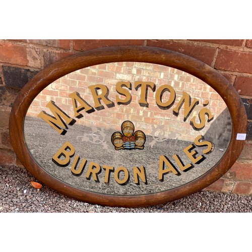 796 - MARSTONS BURTON ALES OVAL ADVERTISING MIRROR