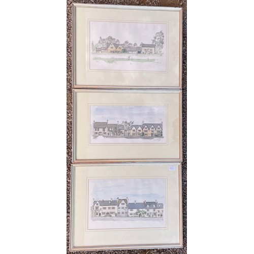 801 - THREE LIMITED EDITION PRINTS  WILLIAM BUNCE OF VILLAGE BUILDINGS