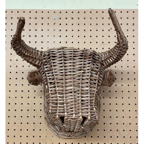 791 - WICKER WORK BULLS HEAD WALL HANGING