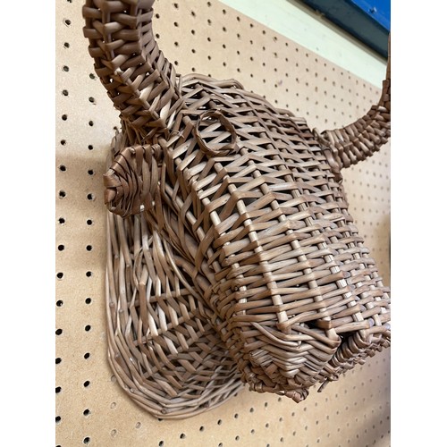 791 - WICKER WORK BULLS HEAD WALL HANGING