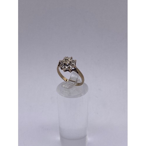 769 - 9CT GOLD CHIP STONE CLUSTER DRESS RING SIZE L 2G APPROX