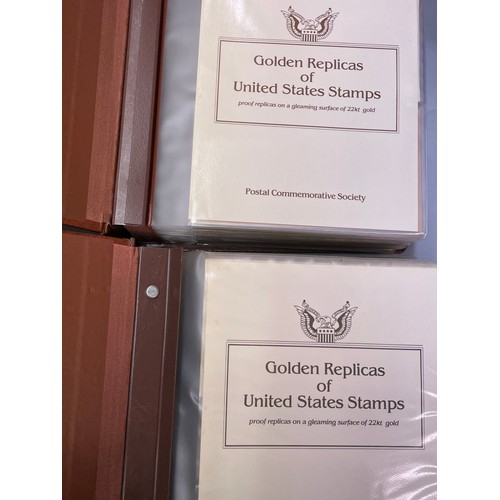 677 - POSTAL COMMEMORATIVE SOCIETY GOLDEN REPLICAS OF UNITED STATES STAMPS IN TWO VOLUMES