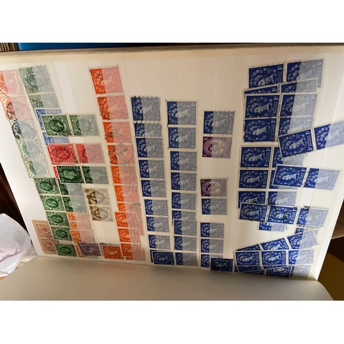 676 - BOX CONTAINING BINDERS AND STAMP ALBUMS OF ASSORTED WORLDWIDE POSTAGE STAMPS, AND A BAGS OF MIXED WO... 