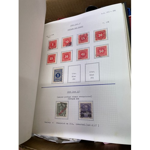 682 - LARGE BOX OF VARIOUS STAMP ALBUMS OF VARIOUS COUNTRIES INCLUDING AUSTRIA, INDIA, BELGIUM ETC.