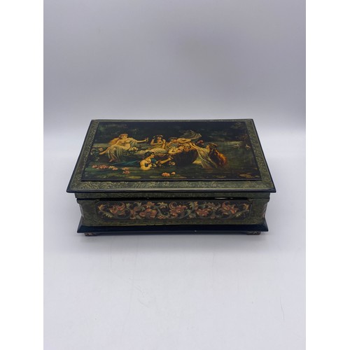 690 - DECORATIVE PAPIER MACHE JEWELLERY BOX