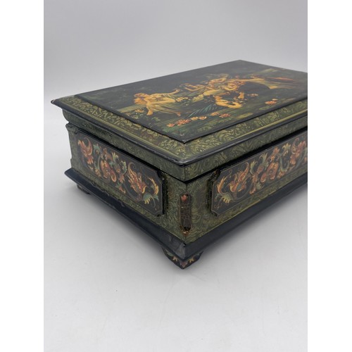 690 - DECORATIVE PAPIER MACHE JEWELLERY BOX