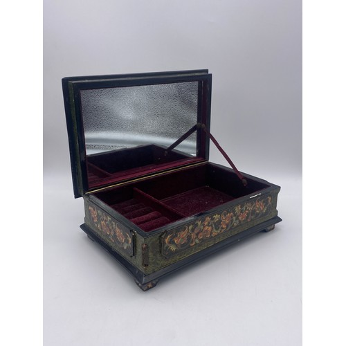 690 - DECORATIVE PAPIER MACHE JEWELLERY BOX