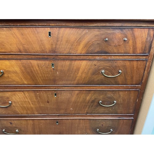 1 - MAHOGANY FOUR DRAWER CHEST ON BRACKET FEET