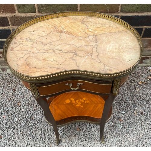 29 - REPRODUCTION LOUIS XV KINGWOOD KIDNEY SHAPED TABLE AND NUIT WITH GILT METAL MOUNTS