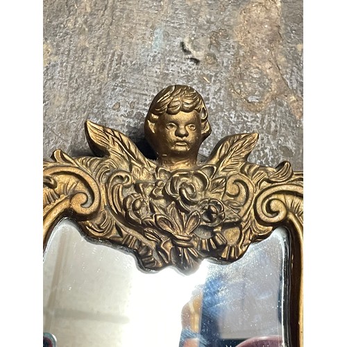 41 - CHERUB HEADED GILT CARTOUCHE MIRROR