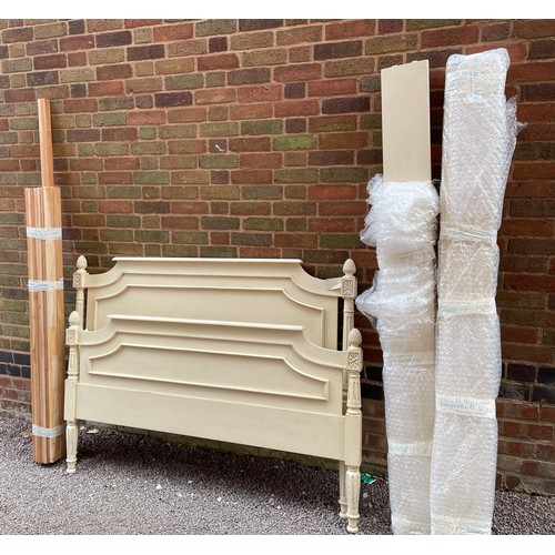 198 - REPRODUCTION CREAM PAINTED FRENCH STYLE DOUBLE BED FRAME AS NEW