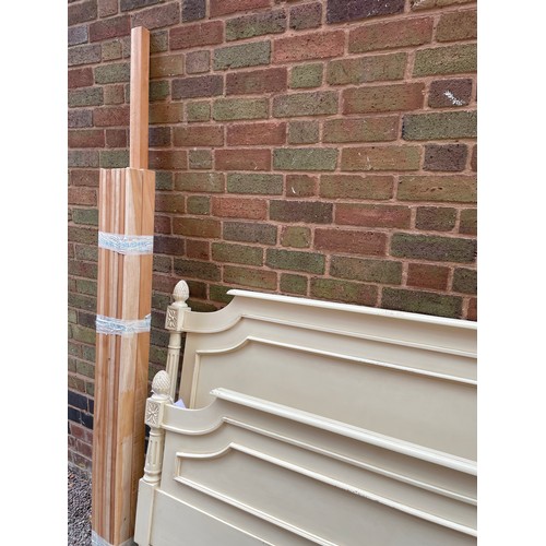 198 - REPRODUCTION CREAM PAINTED FRENCH STYLE DOUBLE BED FRAME AS NEW