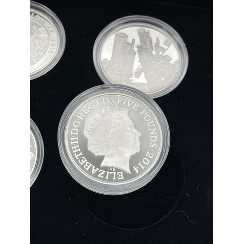 438 - ROYAL MINT 100TH ANNIVERSARY OF FIRST WORLD WAR 2014 UK £5 SILVER PROOF SIX COIN SET