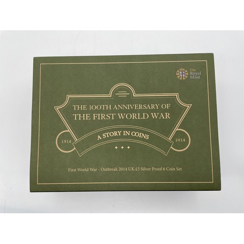 438 - ROYAL MINT 100TH ANNIVERSARY OF FIRST WORLD WAR 2014 UK £5 SILVER PROOF SIX COIN SET