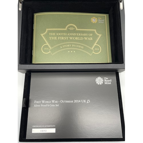 438 - ROYAL MINT 100TH ANNIVERSARY OF FIRST WORLD WAR 2014 UK £5 SILVER PROOF SIX COIN SET